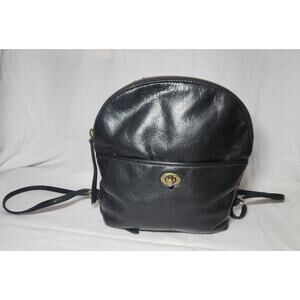 Margot Camille Black Leather Turn Lock Backpack